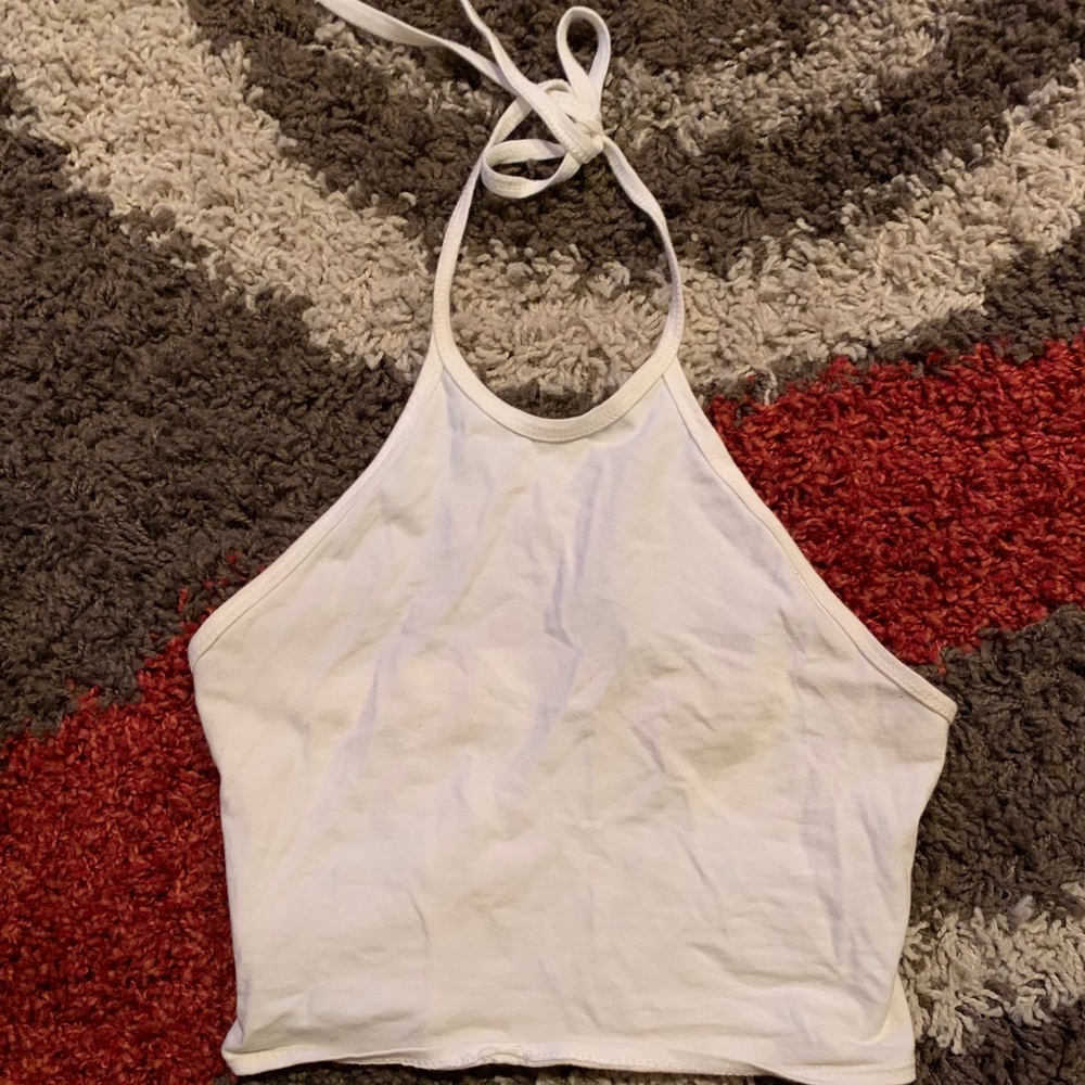 Girls white tie up tank